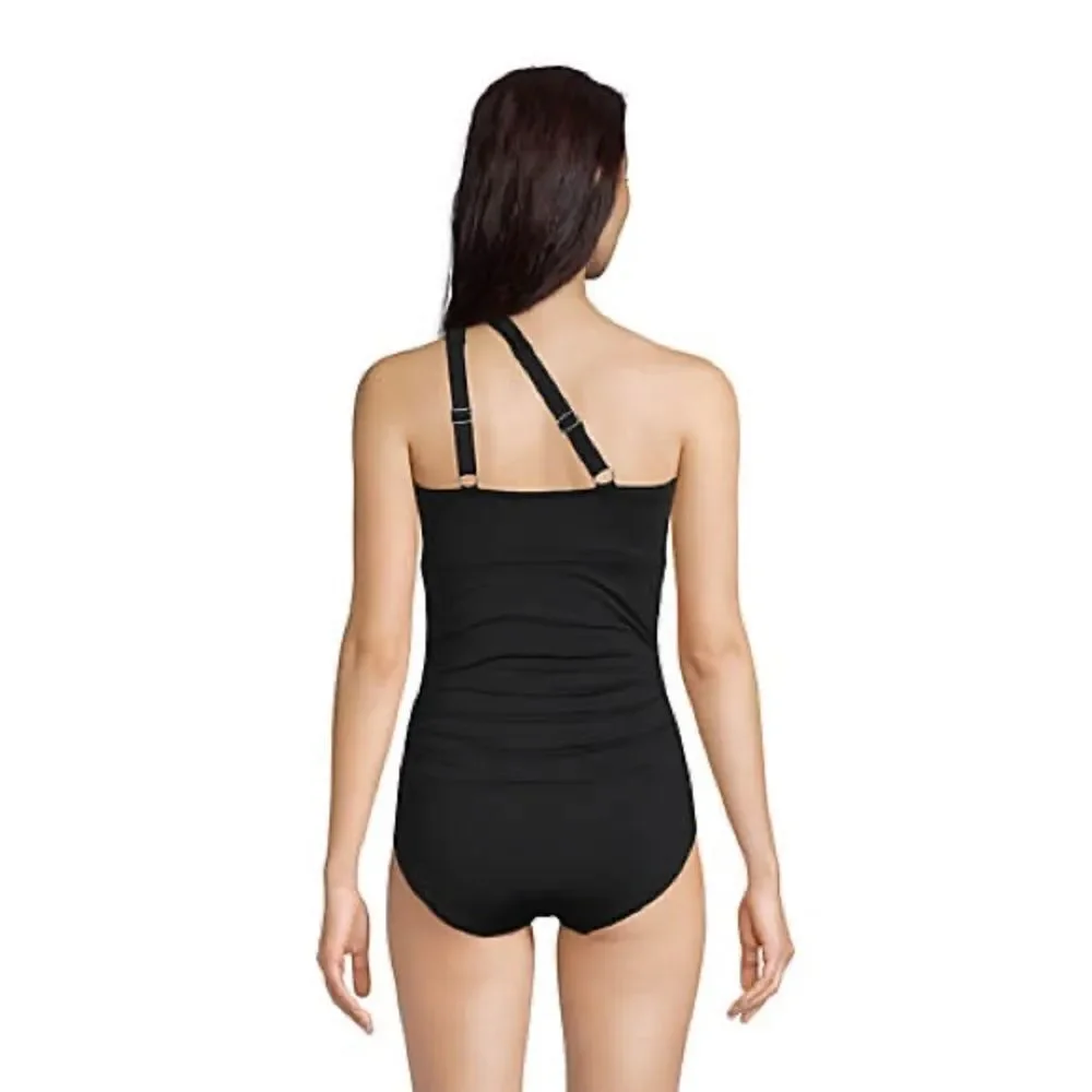 New Land’s End high neck shoulder multi way chlorine resist 1 piece black Var